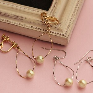 Clip-On Earrings Pearl Earrings Cotton Made in Japan