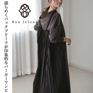 Bodice Pile Fabric Soft Pleats Hoody One-piece Dress