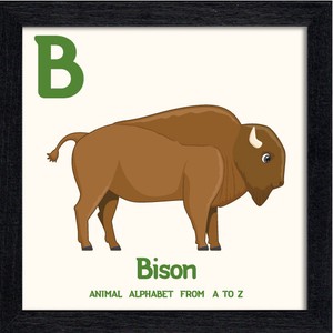 置き掛け兼用 アートパネル Animal Alphabet Bison