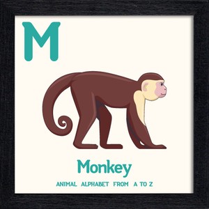 置き掛け兼用 アートパネル Animal Alphabet Monkey