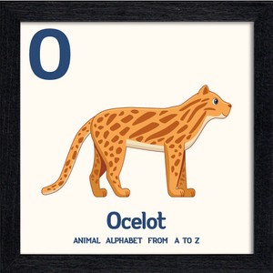 置き掛け兼用 アートパネル Animal Alphabet Ocelot