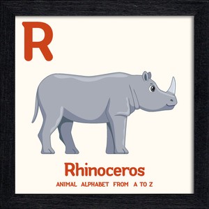 置き掛け兼用 アートパネル Animal Alphabet Rhinoceros