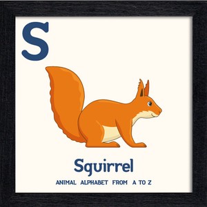 置き掛け兼用 アートパネル Animal Alphabet Squirrel