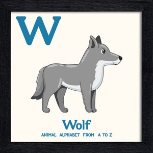 置き掛け兼用 アートパネル Animal Alphabet Wolf
