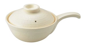 白釉片手鍋【萬古焼】【陶器 ビビンバ スープ グラタン ラザニア アヒージョ】