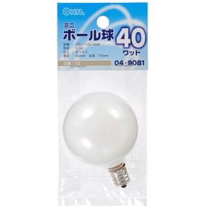 ミニボール球 G-50 E12/40W ホワイト