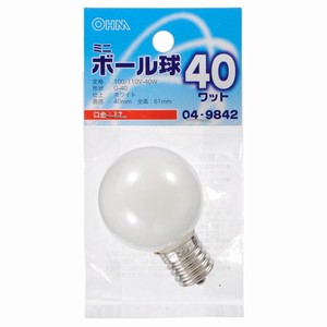 ミニボール球 G40 E17/40W ホワイト