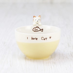 小鉢【美濃焼】ネコ　フチアニマルシリーズ