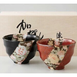 [日本製]美濃焼 加賀友禅 小粋組小丼/箸/食器　ギフト/ギフトセット（木箱入り）/贈り物　高級感