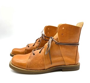Ladies Lace-up Boots Camel natural Tochigi Leather Made in Japan