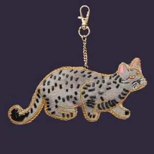 Key Ring Key Chain Gray Cat