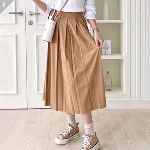 Flare pin Tuck Fit Long Skirt Long