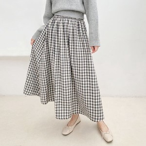 Square neck Checkered Balance Long Skirt
