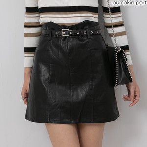 2022 Eco Leather Belt Mini Skirt