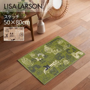 LISALARSON リサ・ラーソン 北欧 新生活インテリア  玄関マット モケット織 スケッチ 50×80cm 猫 ねこ