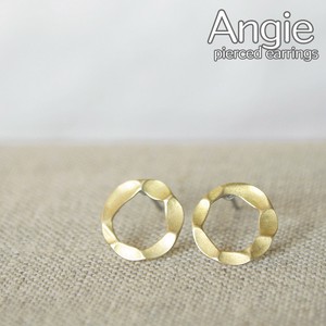 【Angie】 無垢真鍮  うねりオーバル ポイントゴールド ピアス