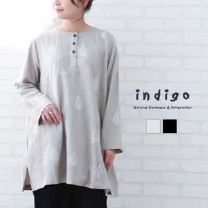 Mini Dot Print Long Sleeve Tunic LL Madame Leisurely Body Type Cover Indigo 2