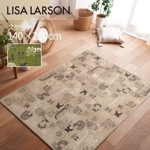 LISALARSON リサ・ラーソン 北欧 新生活インテリア  ラグ モケット織 スケッチ 140×200cm 猫 ねこ