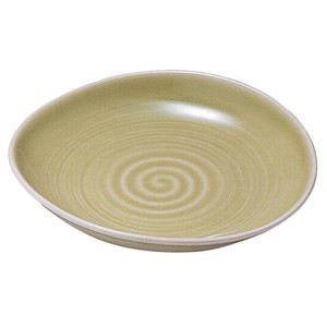 【日本製】ヒワ釉6.0楕円皿