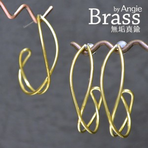 【Angie】 無垢真鍮  フィッシュフックシェイプゴールド ピアス
