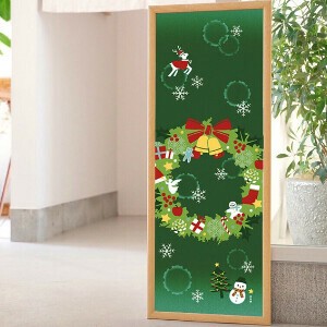 【濱文様】　絵てぬぐい　クリスマスリース　【濱文様のクリスマス】　(日本製)