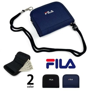 全2色 FILA（フィラ） ロゴ刺繍 デザイン ナイロン 二つ折り 財布 ネックホルダー (fl-791)