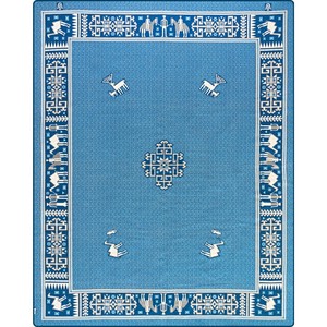 ル・ファルシー　ペルシャ　絨毯　綿カーペット　ラグ　200×250cm　キャラバン柄　ブルー