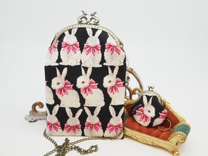 2 Pcs Set Coin Purse Smartphone Shoulder Base 12 5 Bag Charm Ribbon Rabbit Black