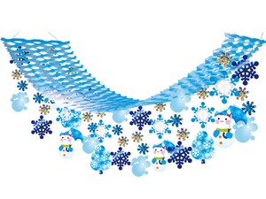 【日本製】ほっこり雪だるまプリーツハンガー　冬飾り【店舗装飾】