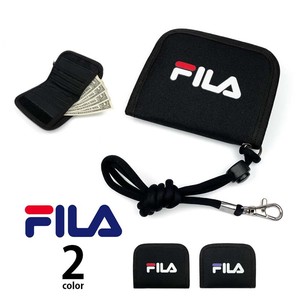 全2色 FILA（フィラ） ロゴプリントデザイン ナイロン 二つ折り 財布 ネックホルダー ウォレット (fl-801)