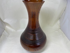 R410-1　国産本欅拭き漆塗　首長花生け　大　　Japanese zelkova vase, large