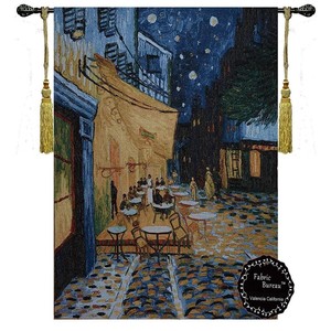 フィンセント・ファン・ゴッホ作 夜のカフェテラス タペストリー ジャカード織壁掛けアート（輸入品
