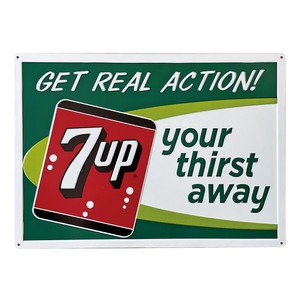 エンボス看板【7UP-GET REAL ACTION!】セブンアップ プレート サイン アメリカン雑貨