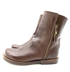 Ladies Fastener Boots Super Brown natural Tochigi Leather Made in Japan