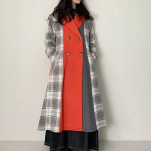 Checkered Patchwork Flare Coat