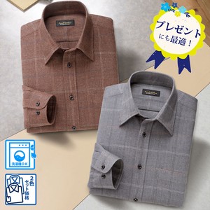 Button Shirt Wool Blend Men's 2-colors