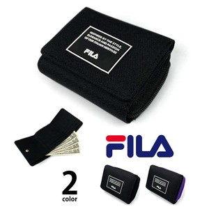 全2色 FILA（フィラ） ラバーロゴ デザイン ナイロン 三つ折り ミニ財布 コンパクトウォレット(fl-812)