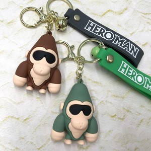Key Ring Key Chain Animal Monkey Gorilla Sunglasses
