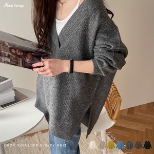 Sweater/Knitwear Knitted V-Neck Tops