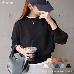 Sweater/Knitwear Crew Neck Knitted Long Sleeves Tops