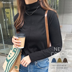 Sweater/Knitwear Bottle Neck Knitted Long Sleeves Tops