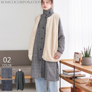 Plaid Stand-fall Collar Coat