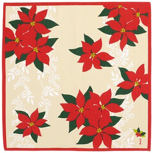 Poinsettia Christmas Made in Japan "Furoshiki" Japanese Traditional Wrapping Cloth 50 cm