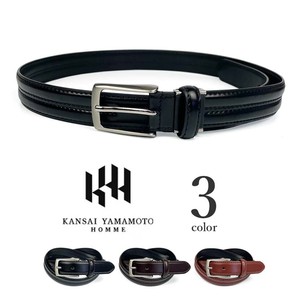 【全3色】KANSAI YAMAMOTO ヤマモト カンサイ リアルレザー 4連ステッチデザイン ベルト 本革(khbp9)