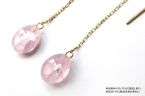 【日本製】アメリカンピアス　モルガナイト　18金 ゴールド ブラジル産 ピンク  天然石 アカネ