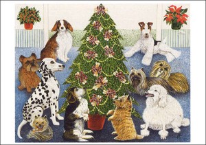 ポストカード アート/クリスマス スコット「クリスマスを待つ犬たち」名画 イヌ 郵便はがき