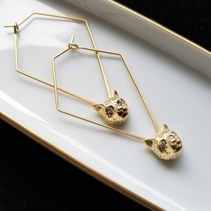 Pierced Earring Gold Post Stainless Steel Animals Leopard Made in Japan