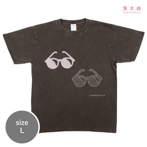 【濱文様】　ピグメント染めTシャツL　サングラス　ブラック