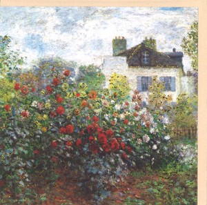 グリーティングカード アート モネ「アルジャントゥイユの画家の庭」 箔押し加工
