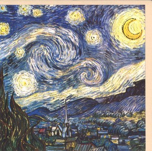 Greeting Card Art Van Gogh Starry Night Famous Painting Foil Stamping Processing 2